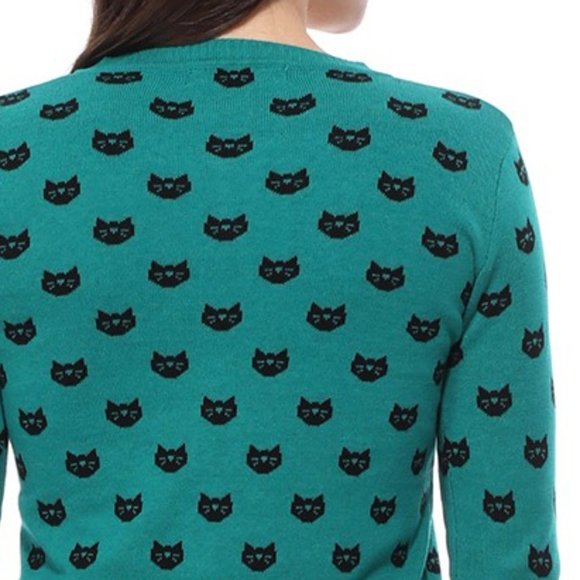 Kitty Round Neck Cat Cardigan Sweater - Picture 6 of 6